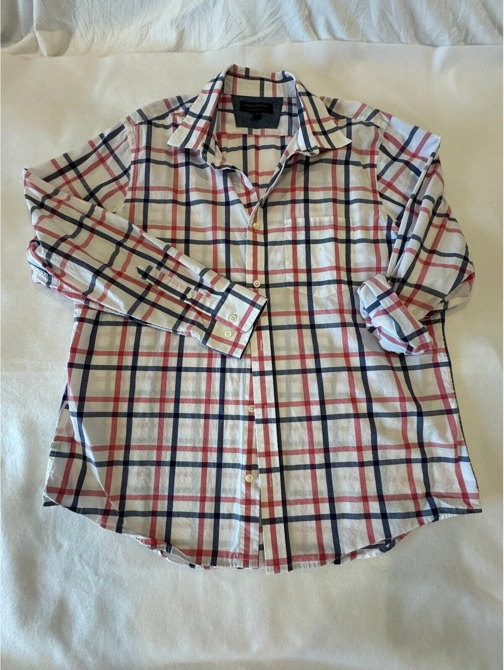 Banana Republic Navy/Red Plaid Button Down size XL